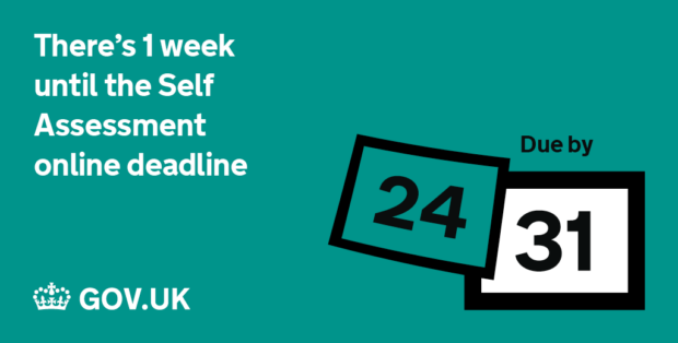 Graphic reminding users that there's a week until the Self Assessment online deadline