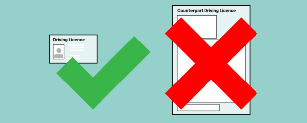 A graphic illustrating the abolition of driving licence paper counterparts 