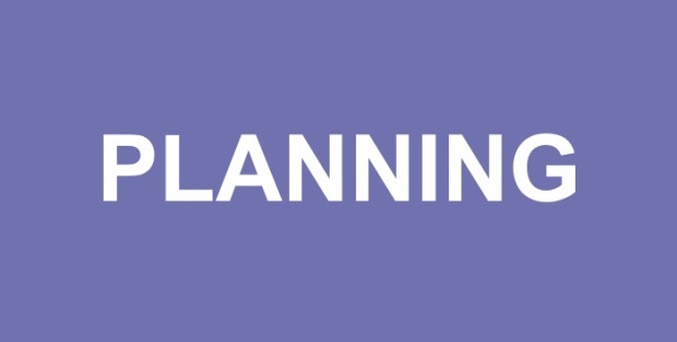 Plain, purple image showing the world 'Planning' in the middle